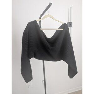 Commense Solid Open-Front Shrug Sweater (Black)